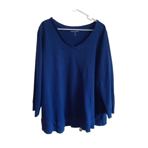 Woman WIthin Blue V-neck flowy bottom sweatshirt top - Picture 1 of 6